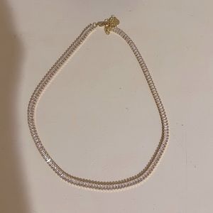 Baguette necklace. Zircon diamonds.18k gold plated brass.